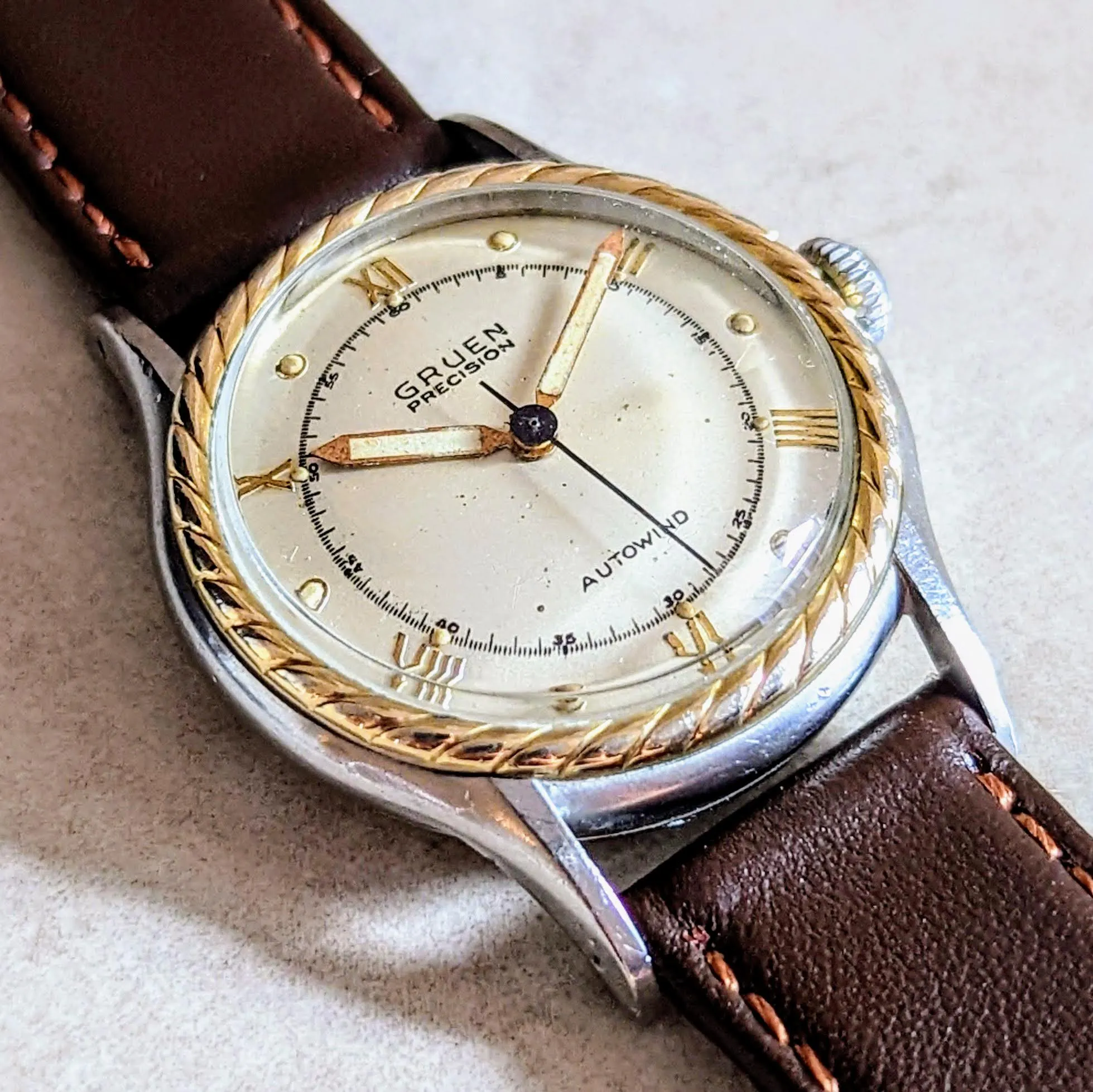 1947 GRUEN Precision Autowind Watch Bumper Vintage Wristwatch