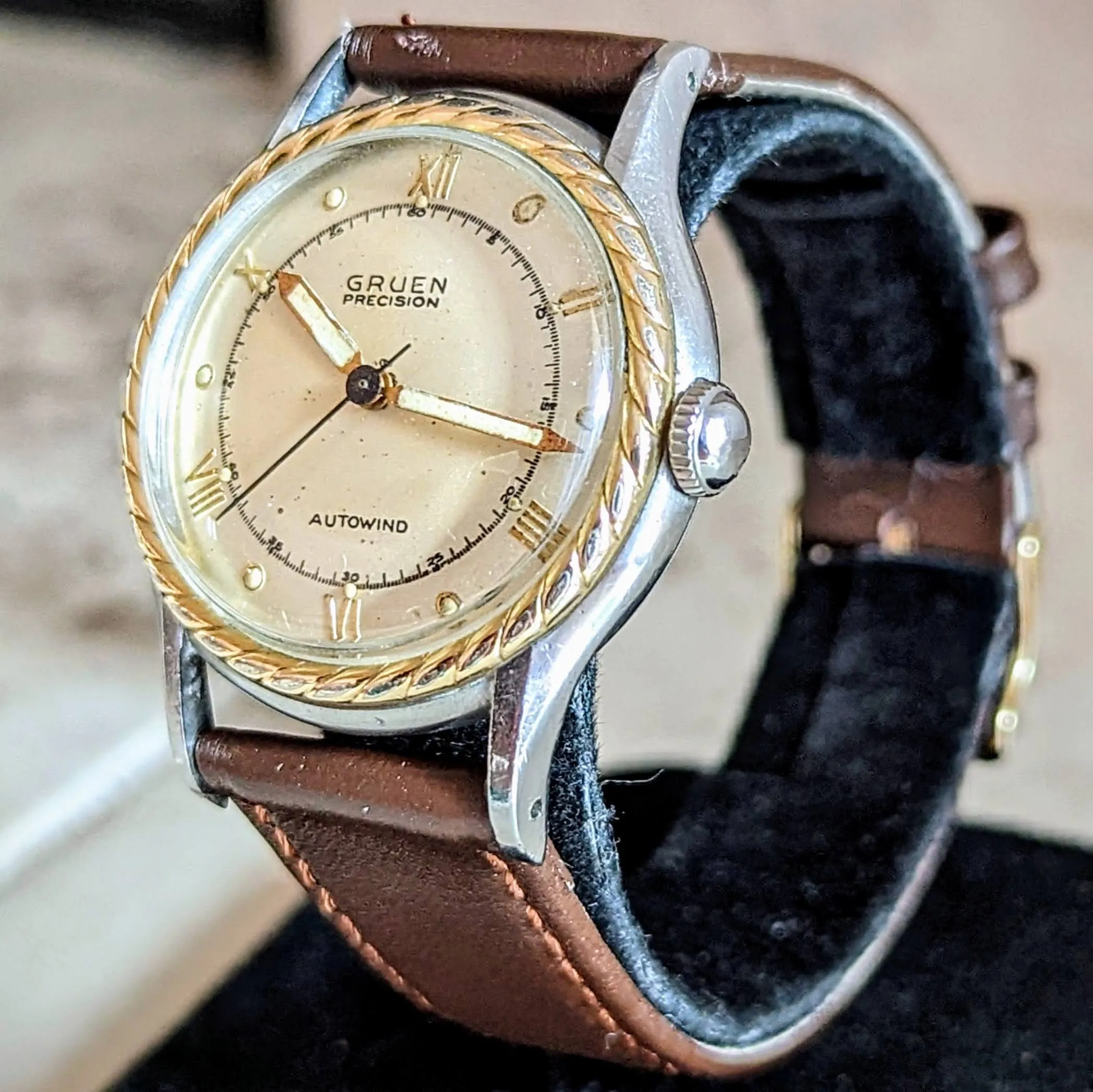 1947 GRUEN Precision Autowind Watch Bumper Vintage Wristwatch