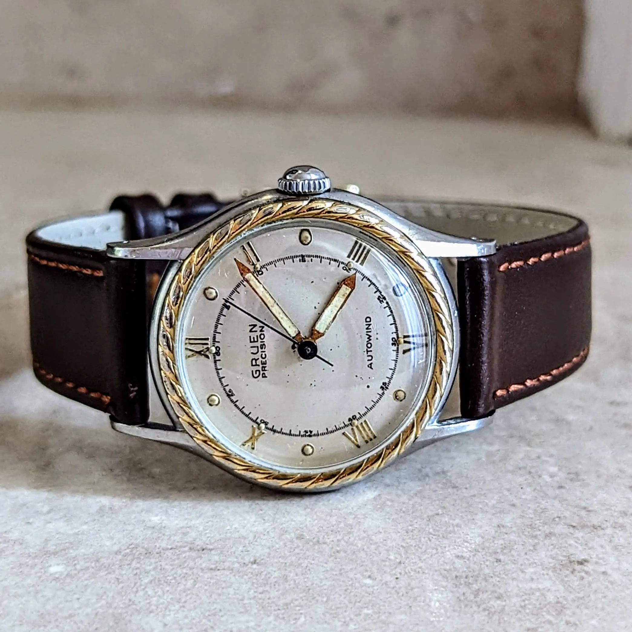 1947 GRUEN Precision Autowind Watch Bumper Vintage Wristwatch