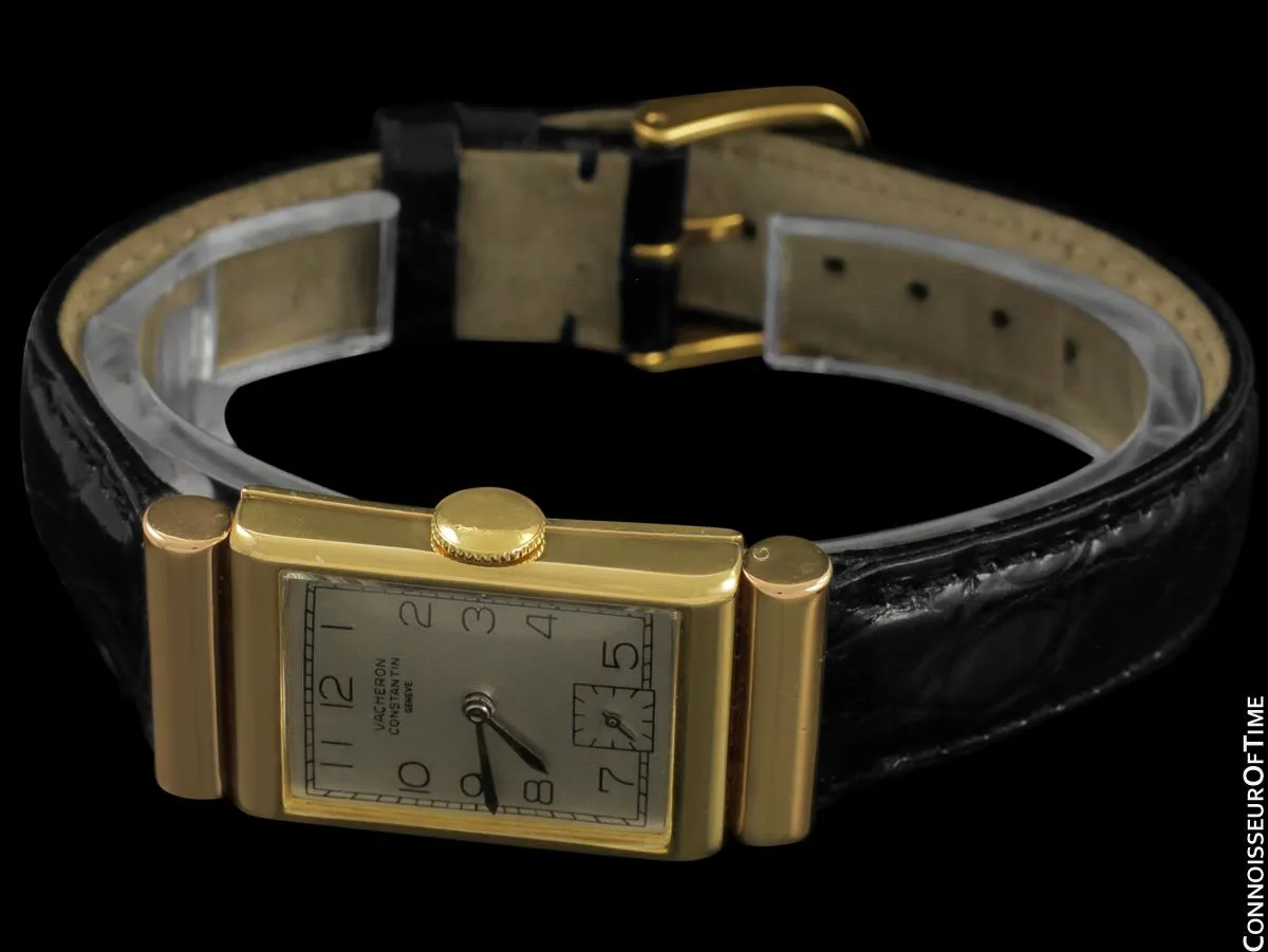 1948 Vacheron & Constantin Vintage Art Deco Hooded Lug Watch - Rare 2-Tone 18K Yellow & Rose Gold