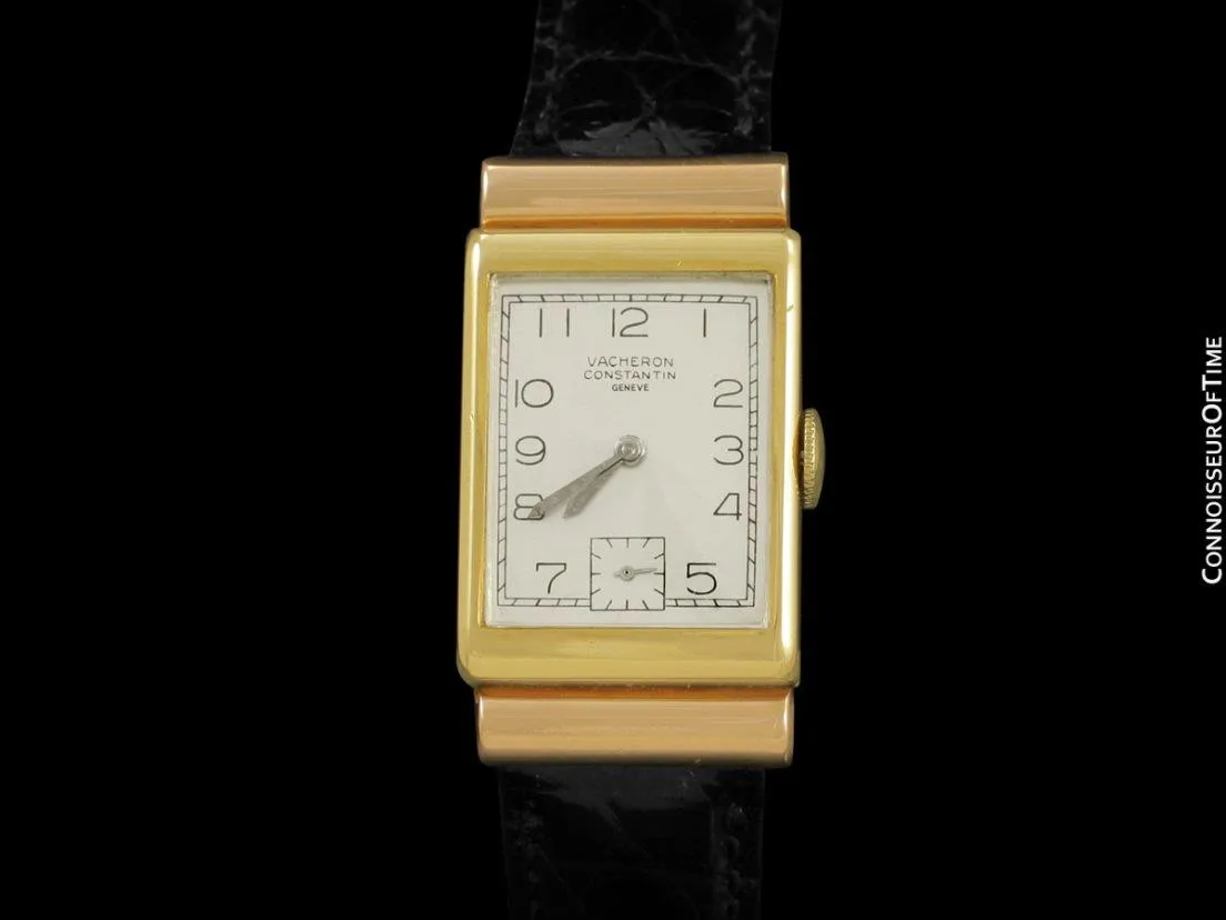 1948 Vacheron & Constantin Vintage Art Deco Hooded Lug Watch - Rare 2-Tone 18K Yellow & Rose Gold