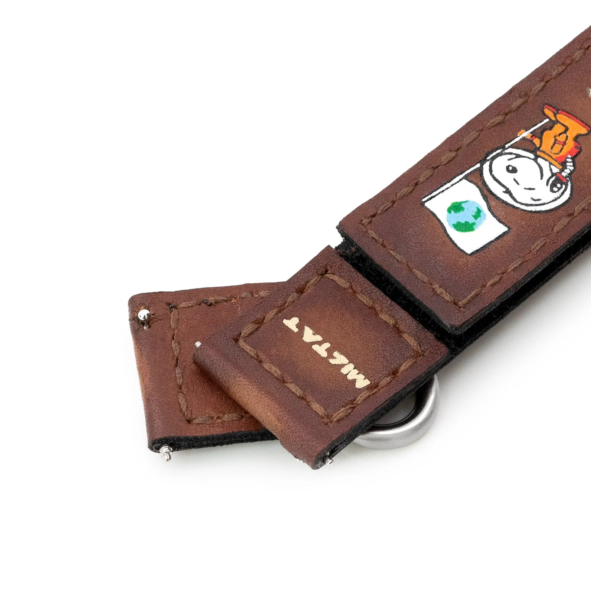 20mm Brown Gunny X MT Moonswatch Q.R. Velcro Leather Watch Strap - Minimalist Snoopy