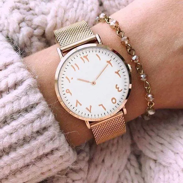 Arabic Numbers Stainless Steel minimalist, Arabian Watch band strap