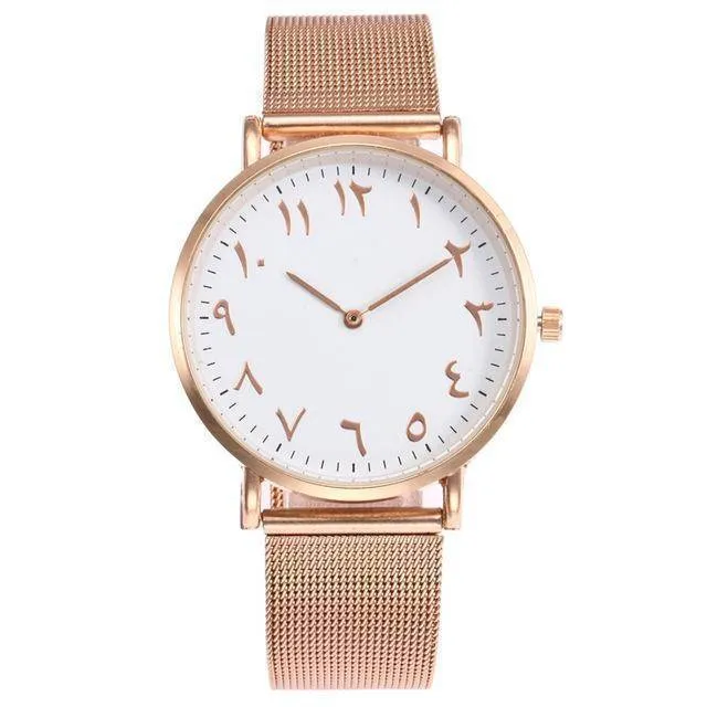 Arabic Numbers Stainless Steel minimalist, Arabian Watch band strap