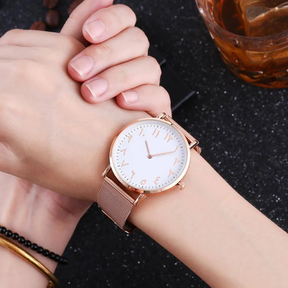 Arabic Numbers Stainless Steel minimalist, Arabian Watch band strap