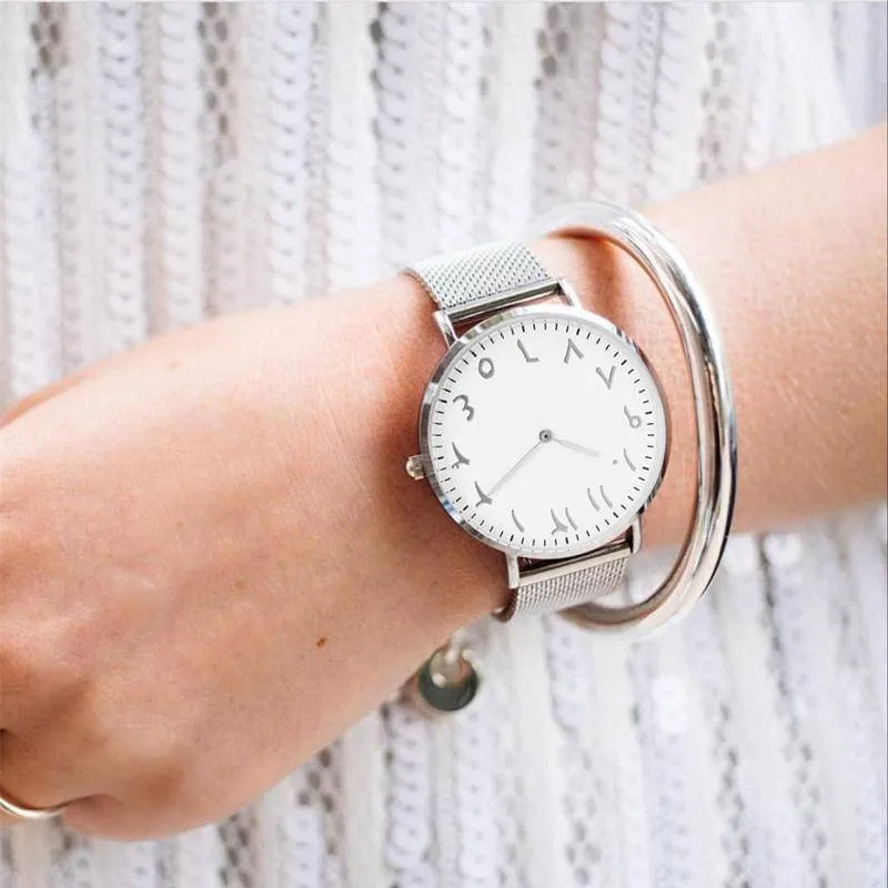 Arabic Numbers Stainless Steel minimalist, Arabian Watch band strap