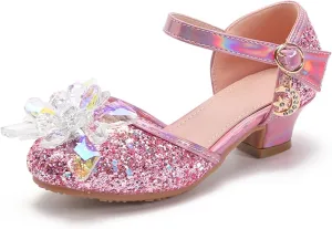 Baotou Shoes Glass Flower Sequins Children's Performance High Heels Little Girl Sandals Kid White Sandals for Girls