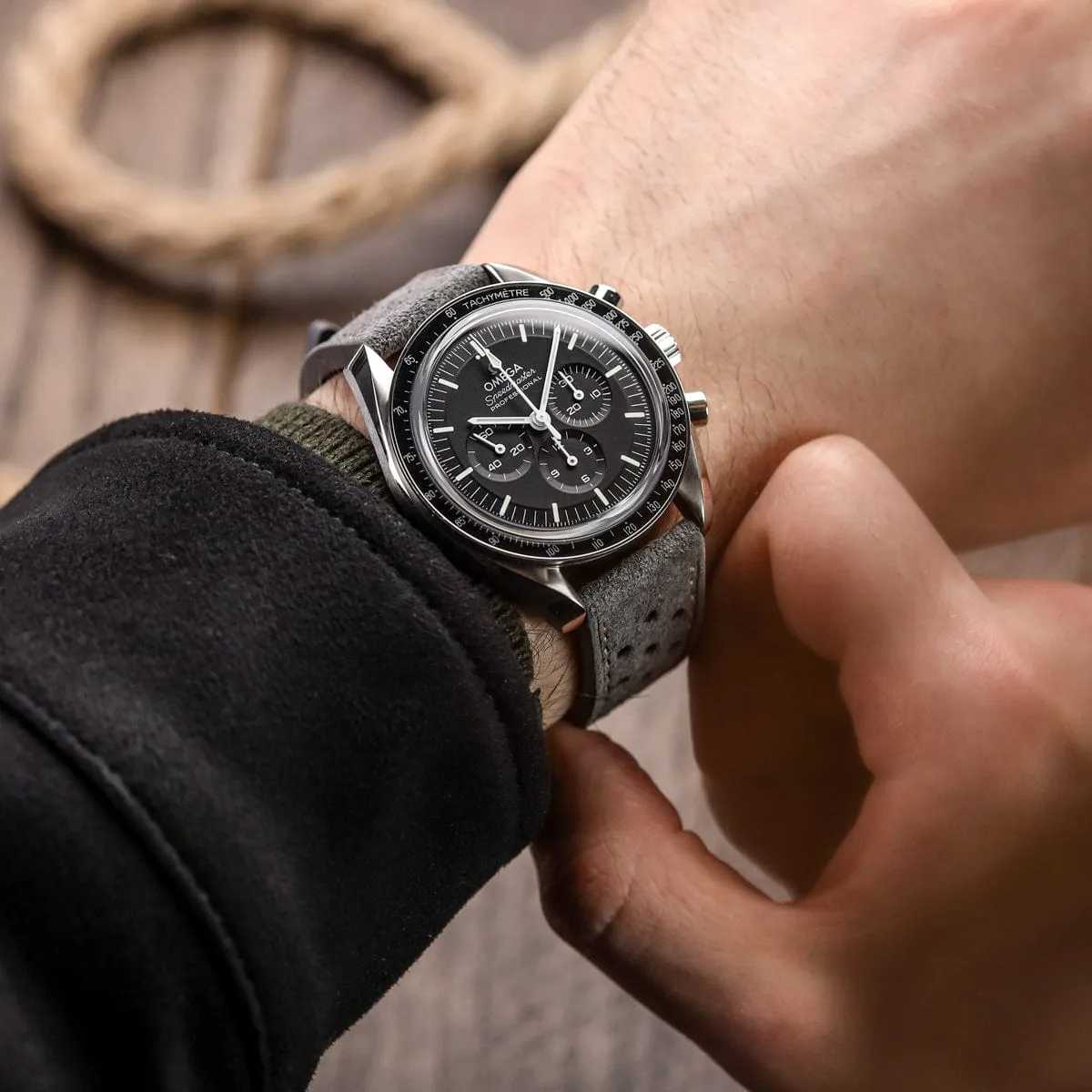Beaufort Racing Badalassi Carlo Minerva Box Leather Perforated Watch Strap - Dark Brown