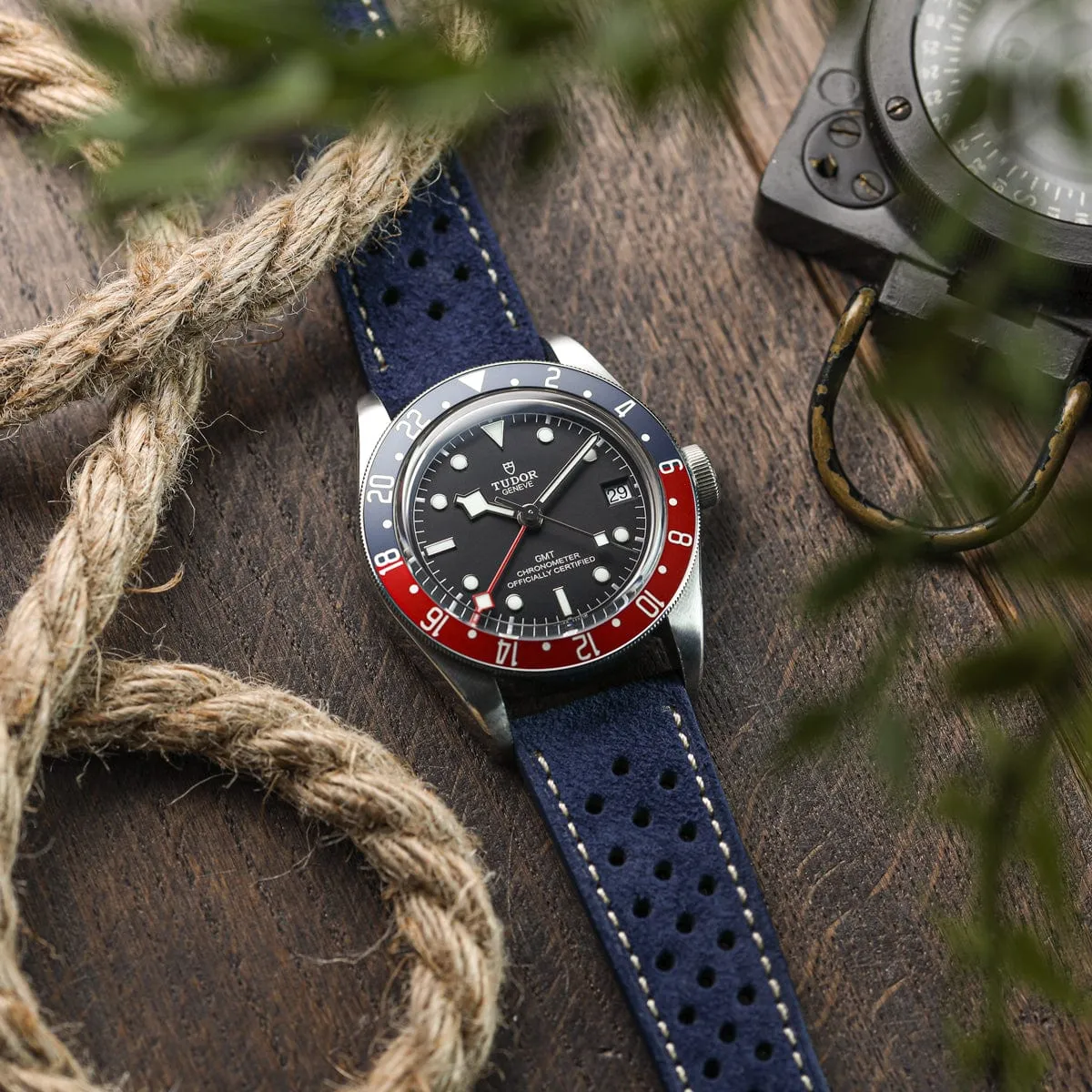Beaufort Racing Badalassi Carlo Minerva Box Leather Perforated Watch Strap - Dark Brown