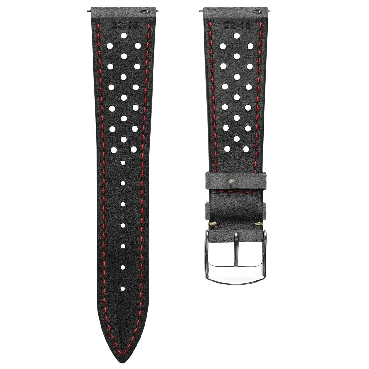 Beaufort Racing Conceria Opera Suede Perforated Watch Strap - Light Grey
