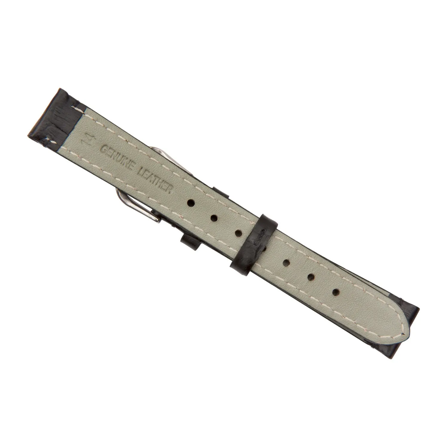 Black Luxury Crocodile Grain Leather Watch Band