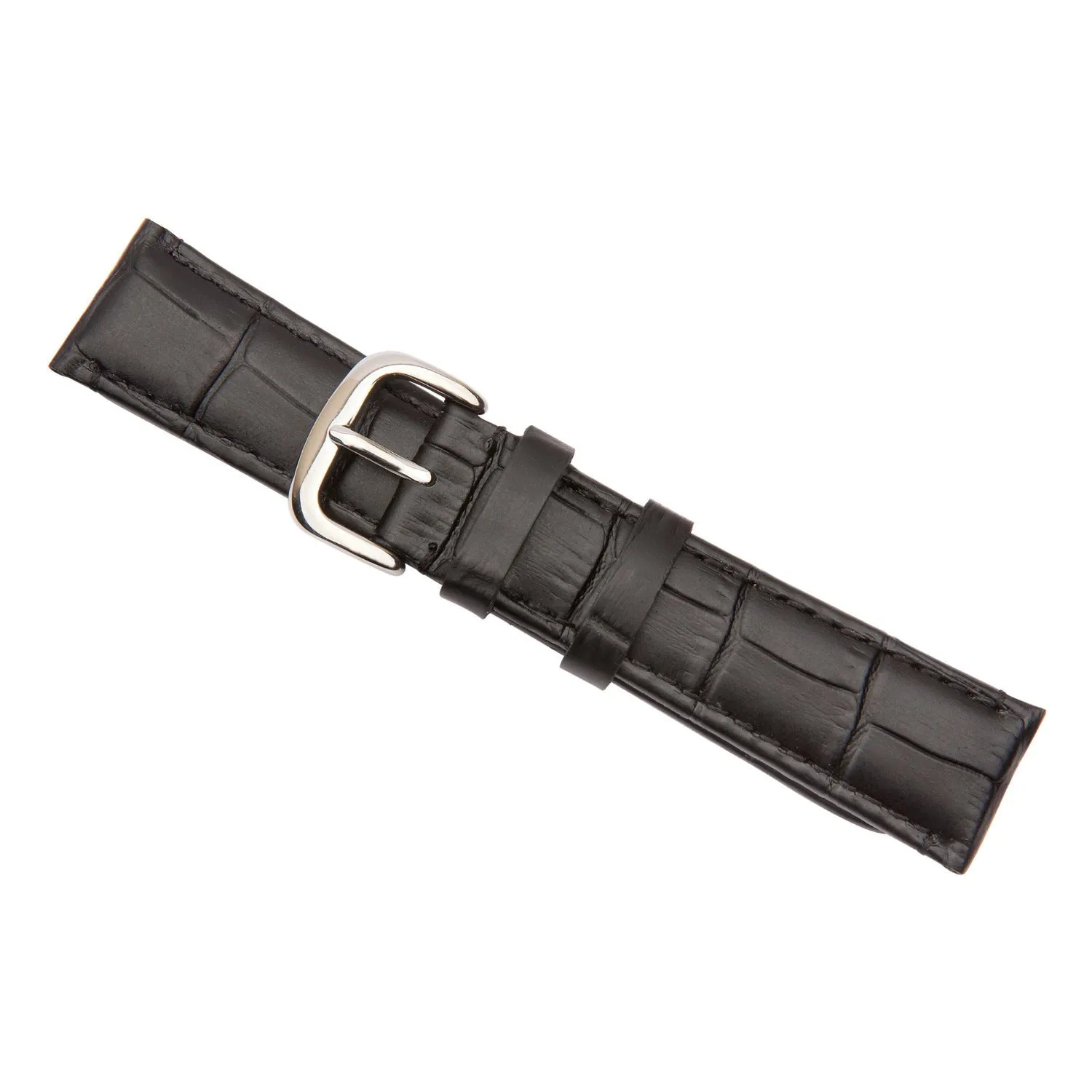Black Luxury Crocodile Grain Leather Watch Band