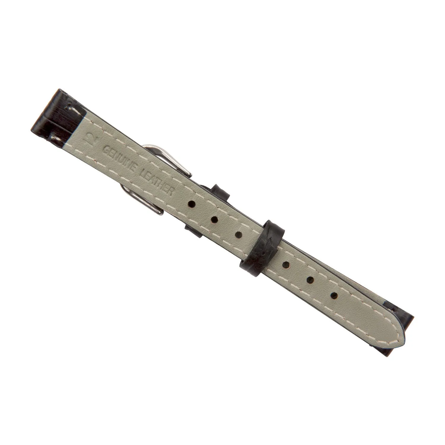Black Luxury Crocodile Grain Leather Watch Band