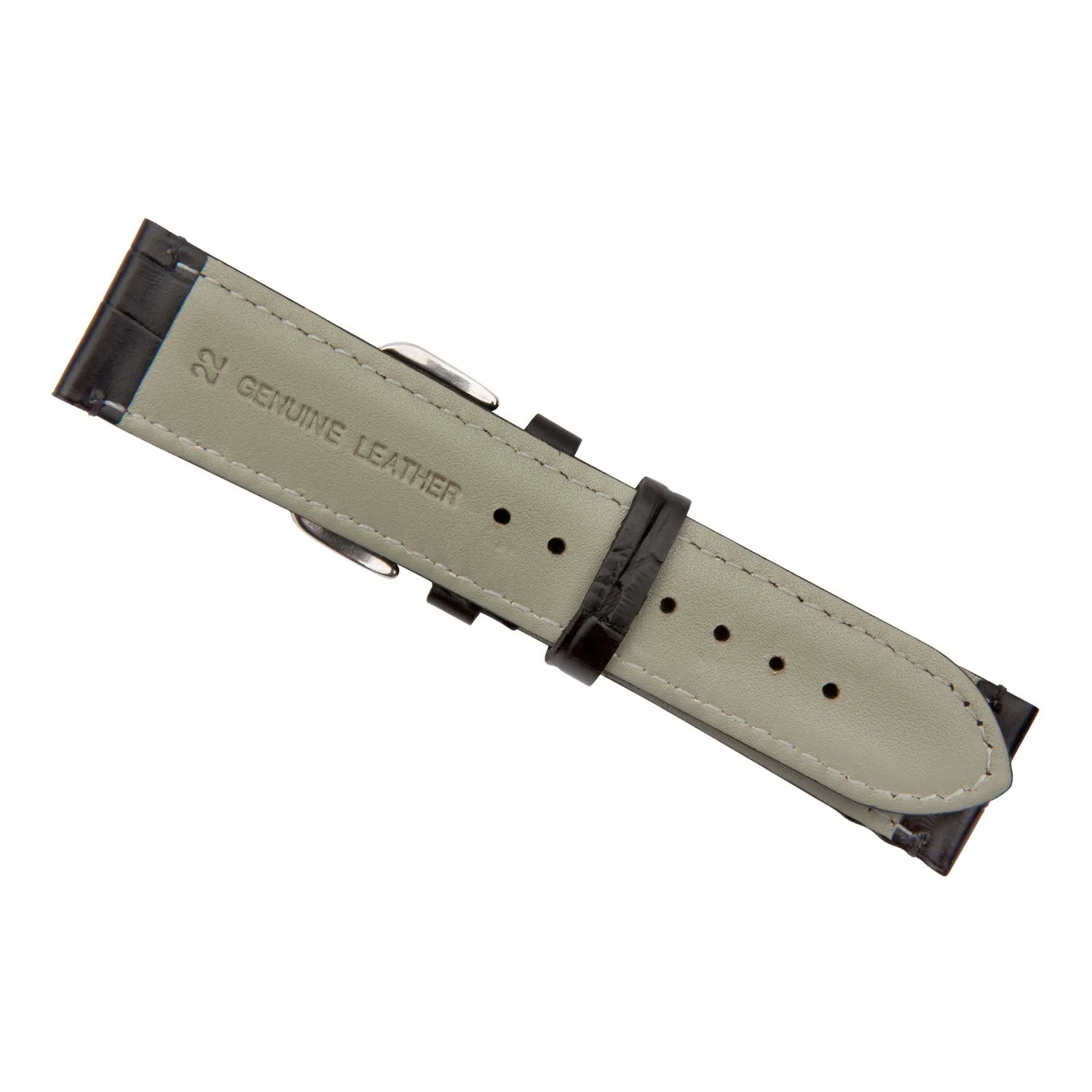 Black Luxury Crocodile Grain Leather Watch Band