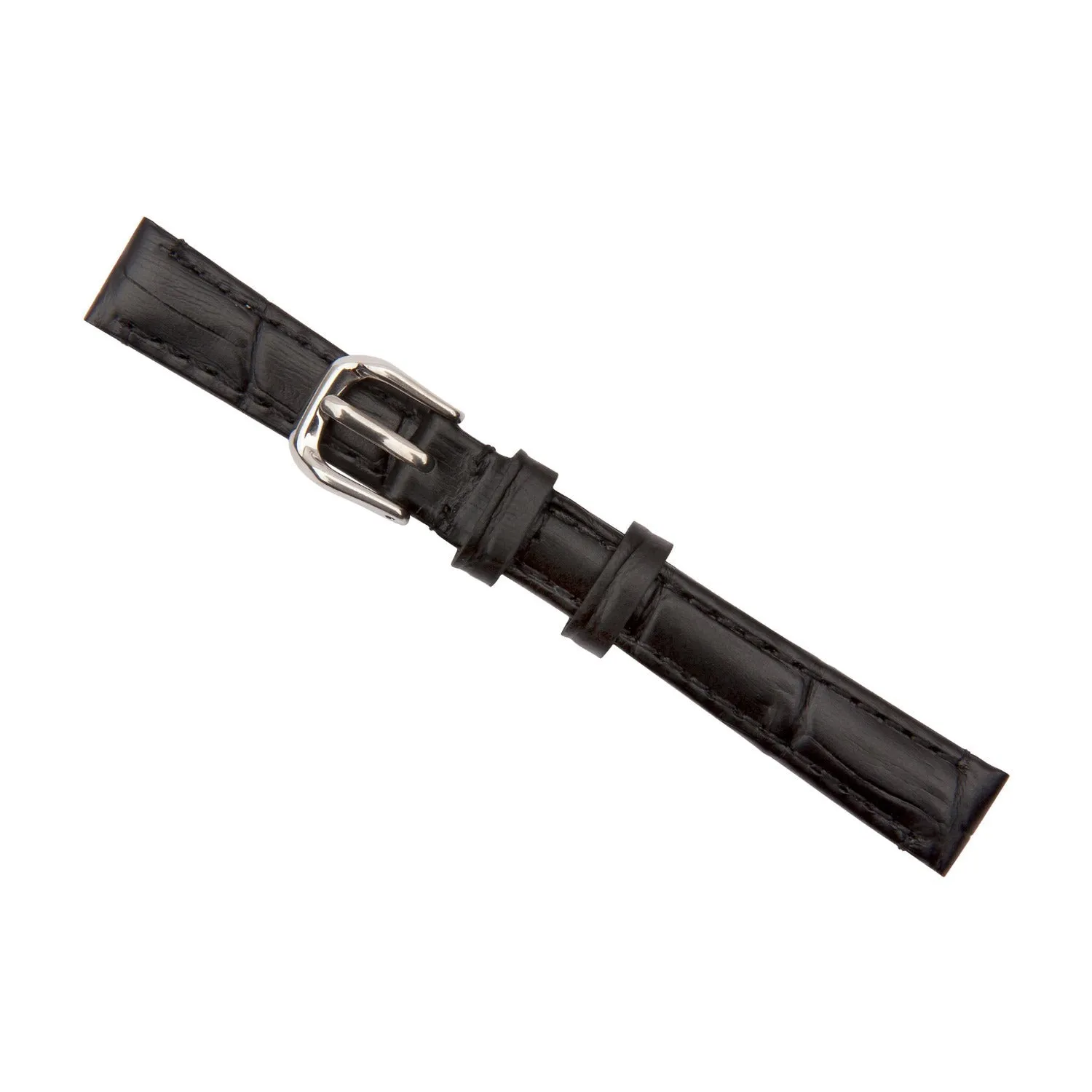 Black Luxury Crocodile Grain Leather Watch Band