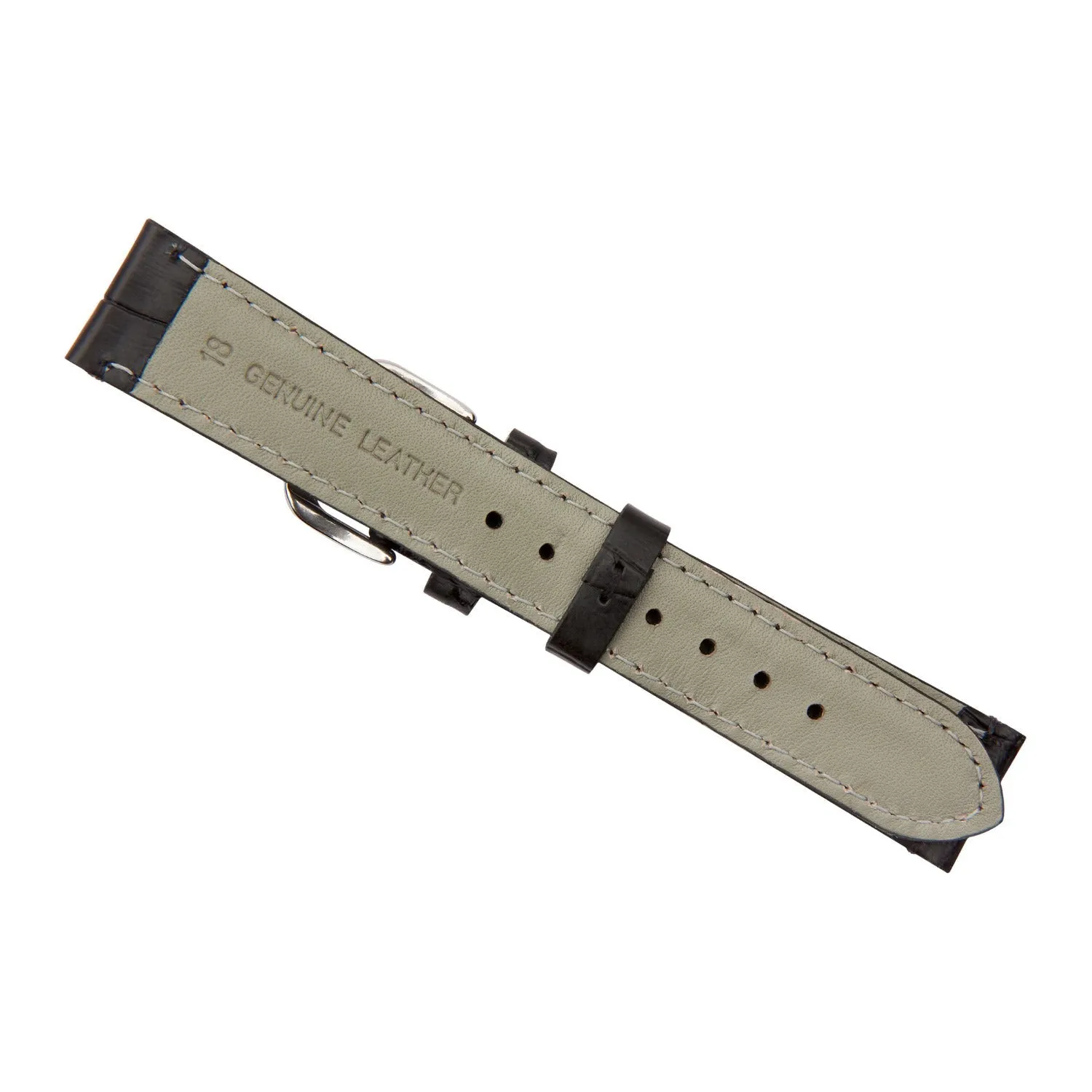 Black Luxury Crocodile Grain Leather Watch Band