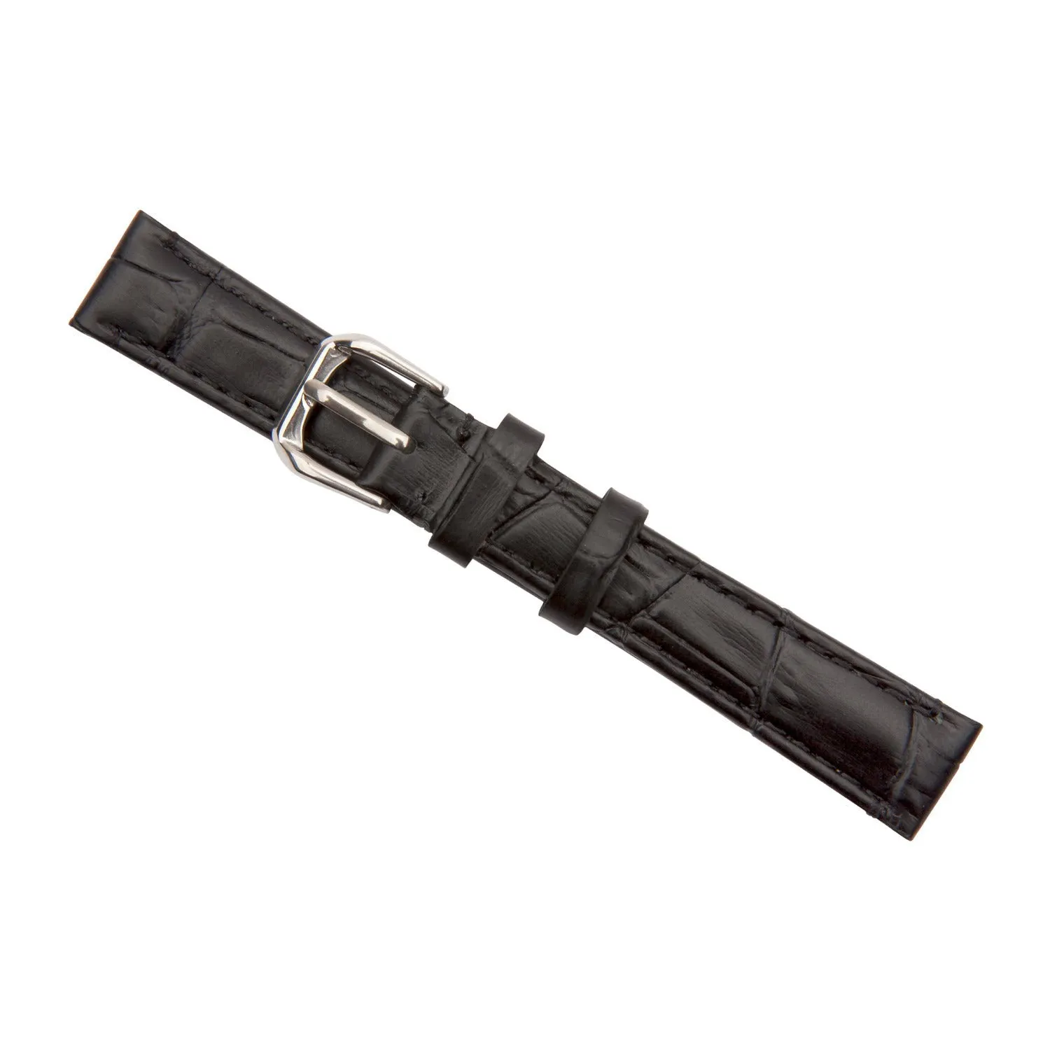 Black Luxury Crocodile Grain Leather Watch Band