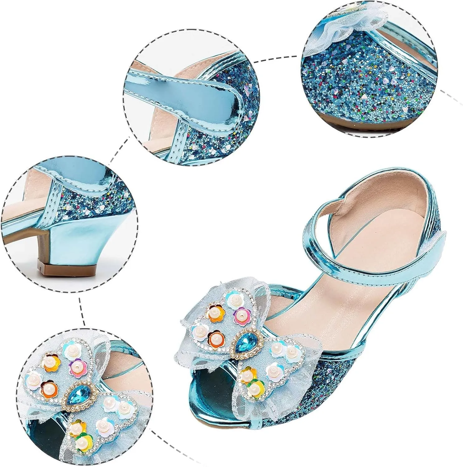 Bowknot Shoes for Little Girls Performance Sequined Dress High Heels Children's Fish Mouth Hollow Sandals Girls Samdals