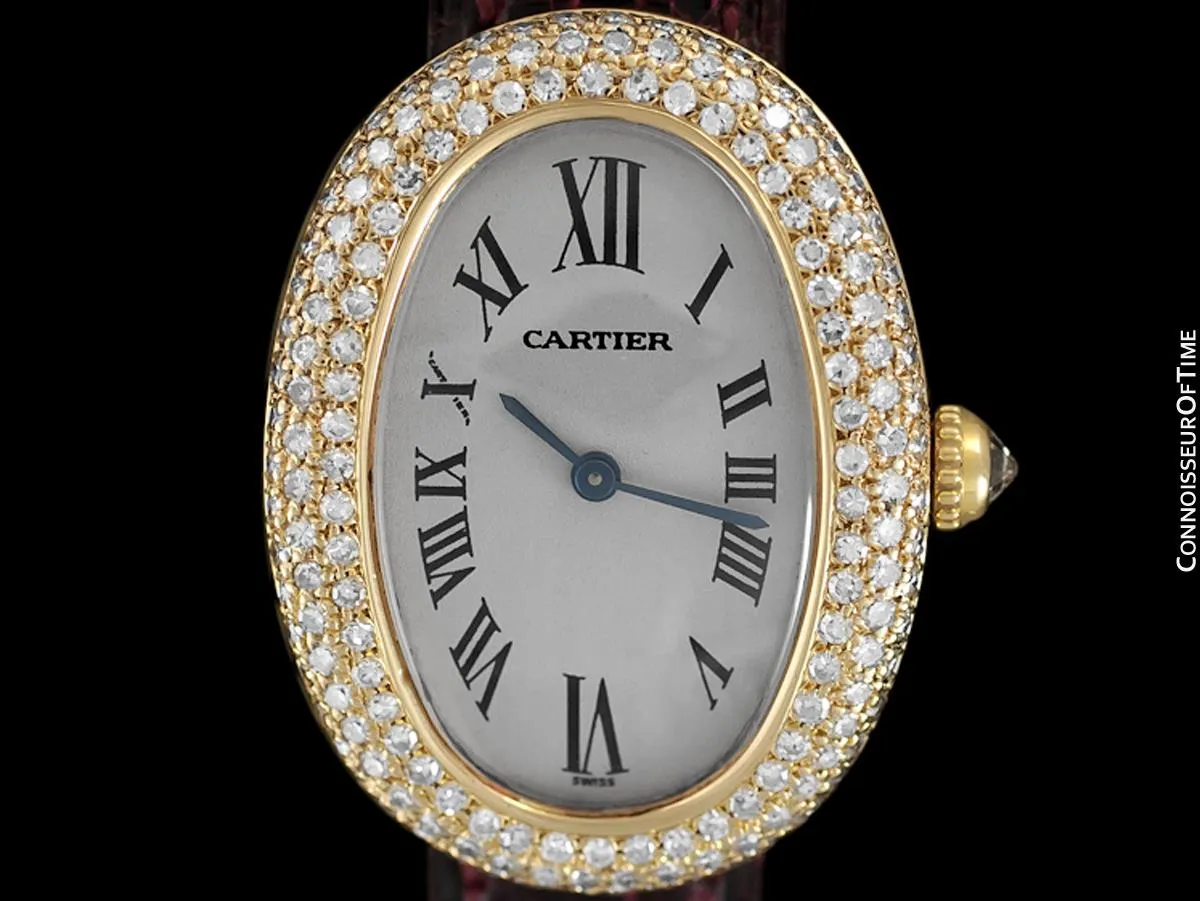 Cartier Baignoire Joaillerie 1954 Ladies / Unisex Size Watch - 18K Gold with Cartier Factory Diamonds