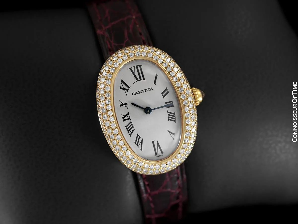 Cartier Baignoire Joaillerie 1954 Ladies / Unisex Size Watch - 18K Gold with Cartier Factory Diamonds