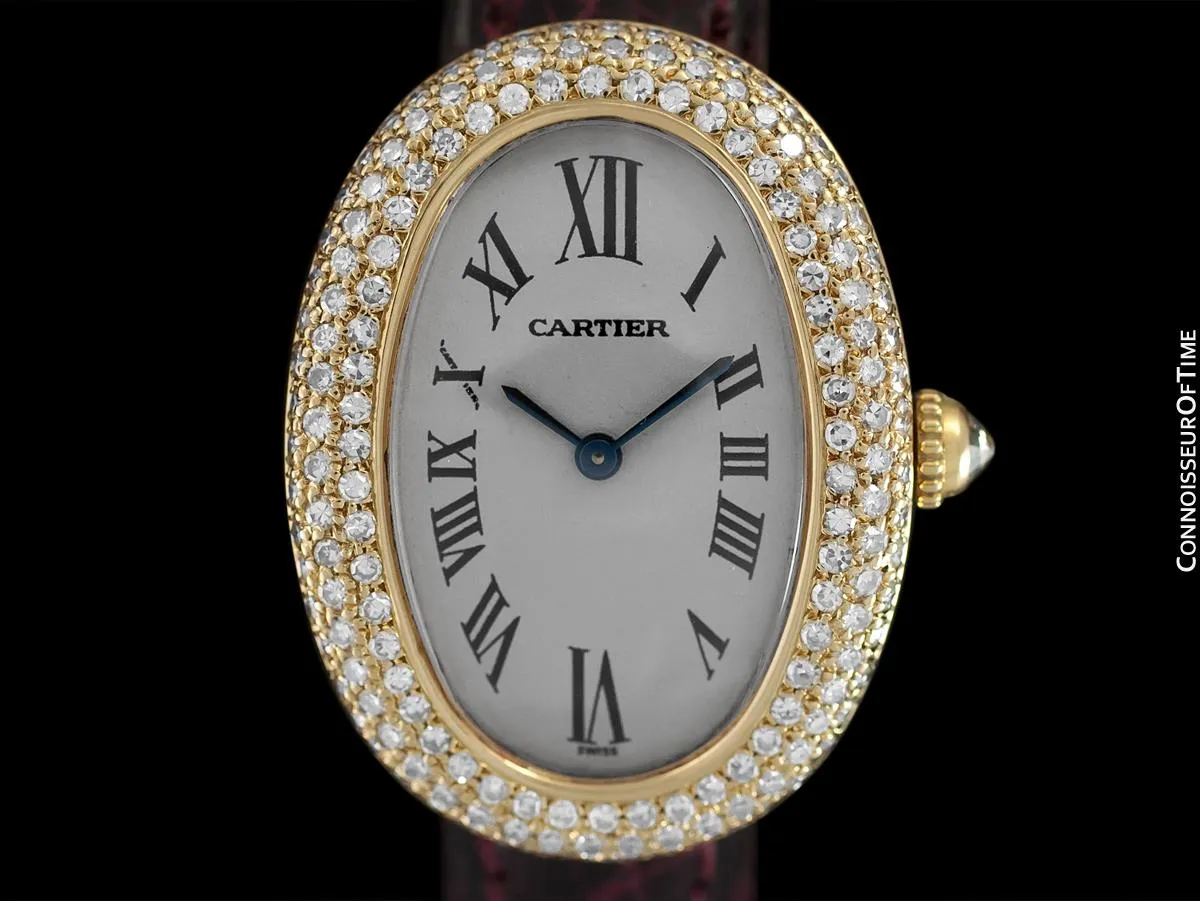 Cartier Baignoire Joaillerie 1954 Ladies / Unisex Size Watch - 18K Gold with Cartier Factory Diamonds