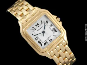 Cartier Panthere "Large" Mens Midsize / Unisex Watch, Date, 106000M, W25054P5 - 18K Gold