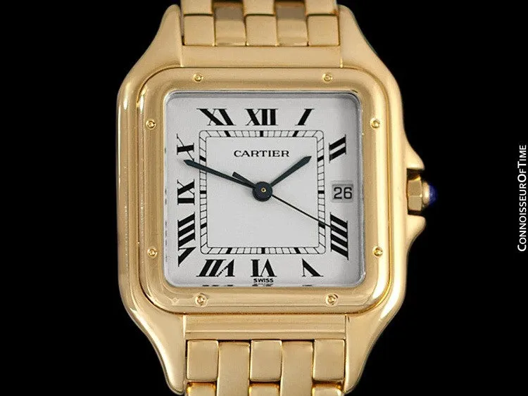Cartier Panthere "Large" Mens Midsize / Unisex Watch, Date, 106000M, W25054P5 - 18K Gold