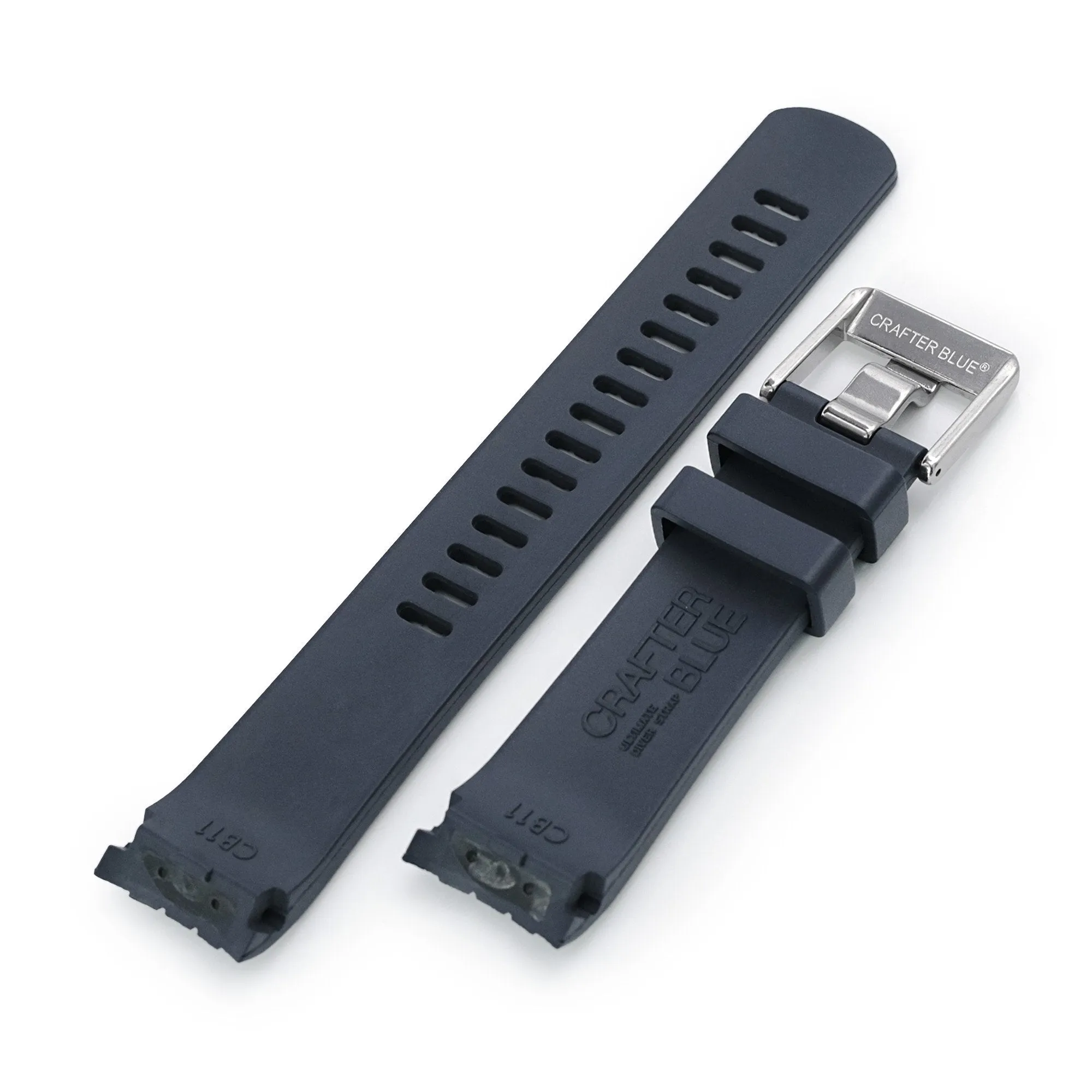 CB11 Navy Blue Curved End Rubber Strap compatible with Seiko SKX007
