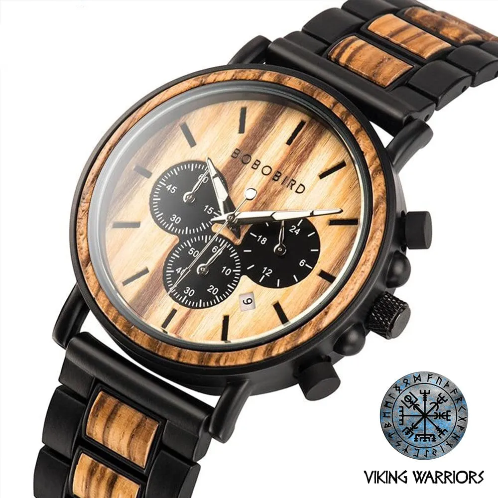 Chronograph Wooden / Leather Wristwatch
