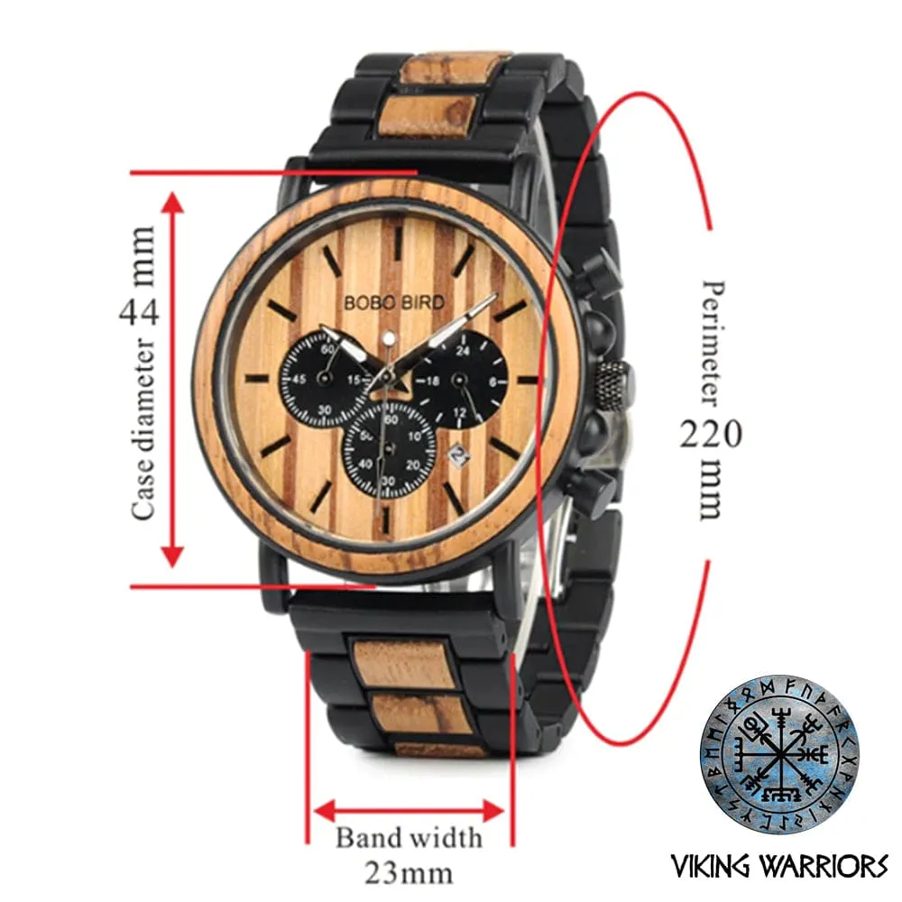 Chronograph Wooden / Leather Wristwatch