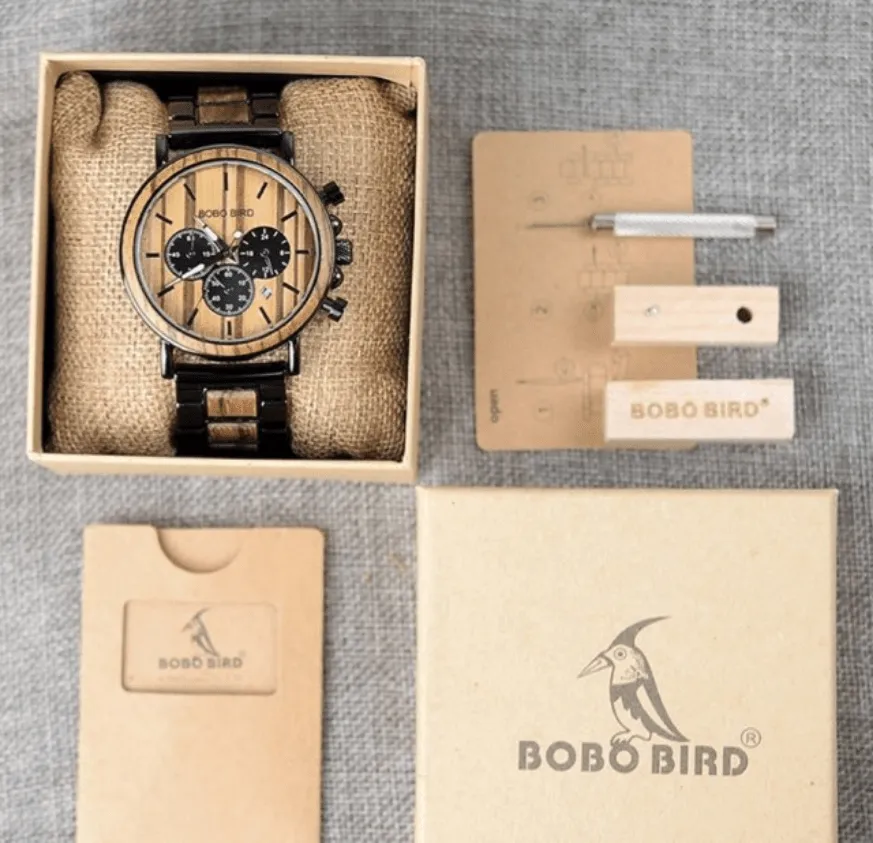 Chronograph Wooden / Leather Wristwatch