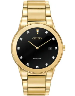 Citizen AU1062-56G Eco-drive Axiom Black dial gold tone with diamond dial