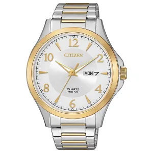 Citizen Mens Quartz Silver Dial Two Tone Band Stainless Steel Strap Watch - BF2005-54A
