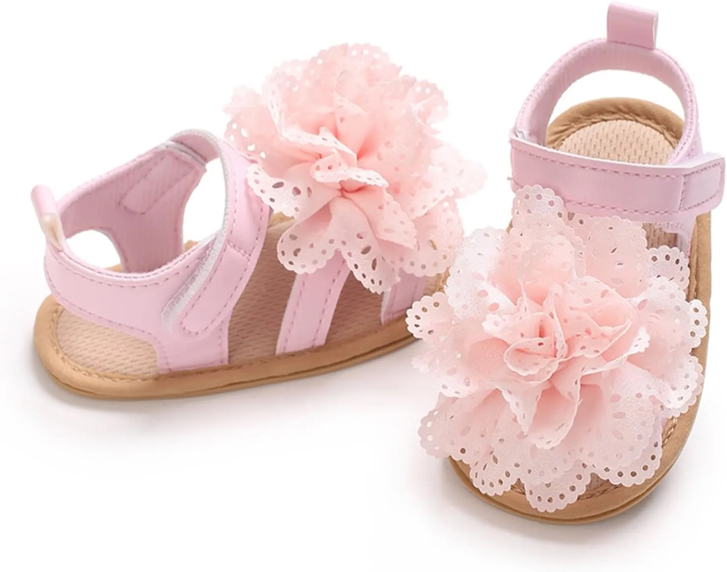 Classic Open Toe Flat Sandals Shoes Children's Dance Shoes Casual Girls Wedding Costume Dance Lace Flower Children's