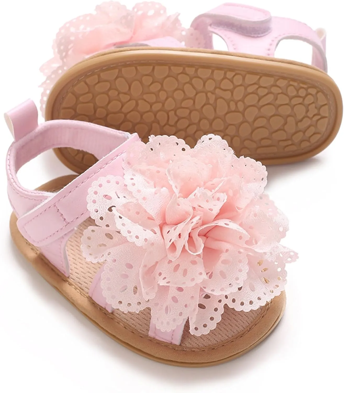 Classic Open Toe Flat Sandals Shoes Children's Dance Shoes Casual Girls Wedding Costume Dance Lace Flower Children's