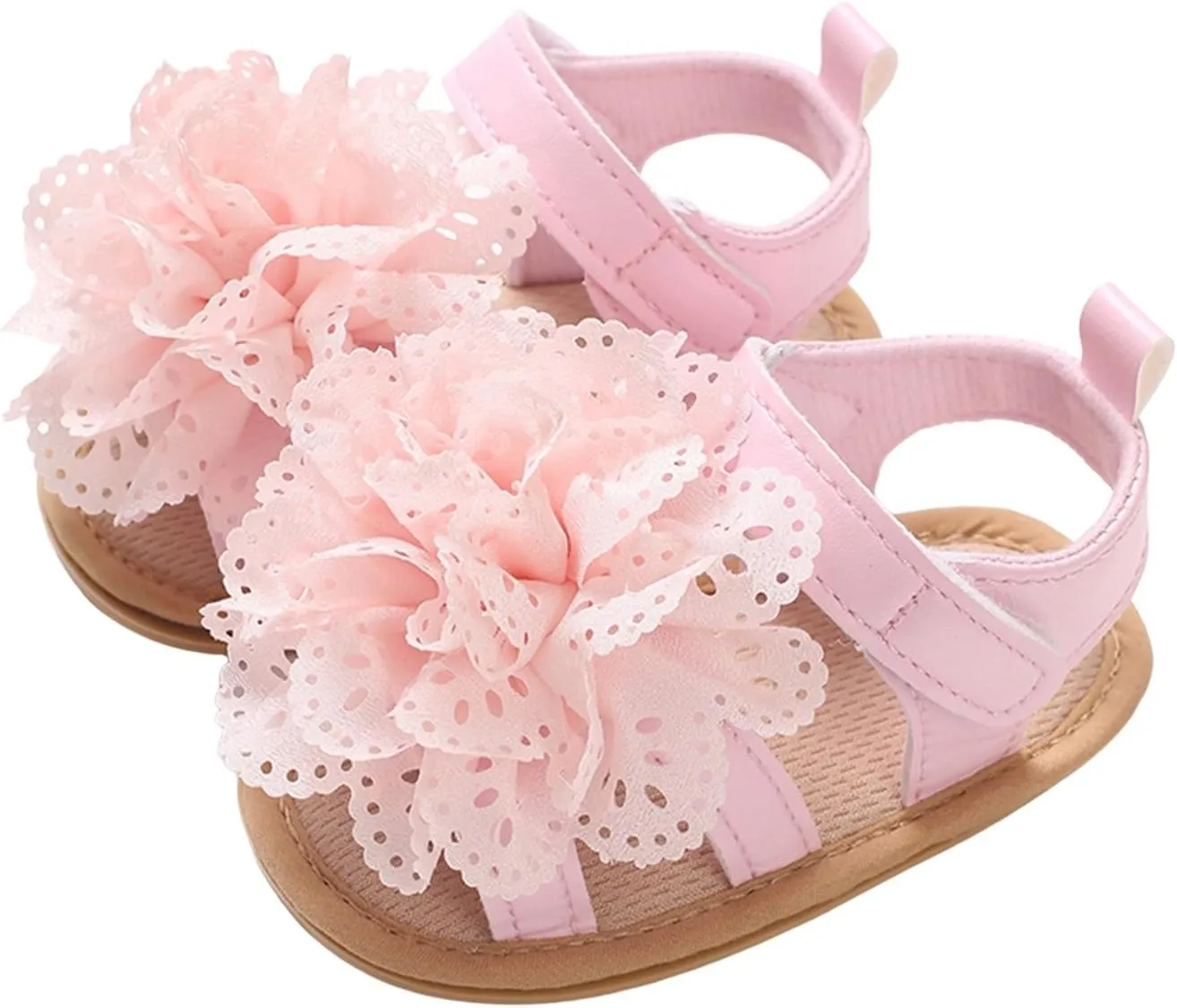 Classic Open Toe Flat Sandals Shoes Children's Dance Shoes Casual Girls Wedding Costume Dance Lace Flower Children's
