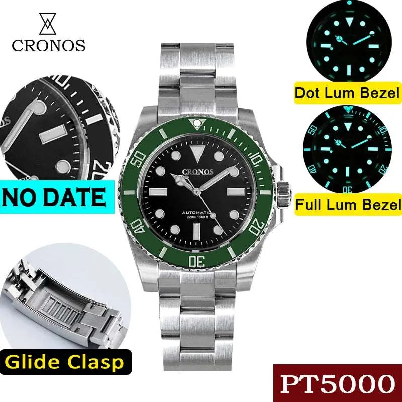 Cronos Submariner No Date Full Lume Luxury Homage Watches