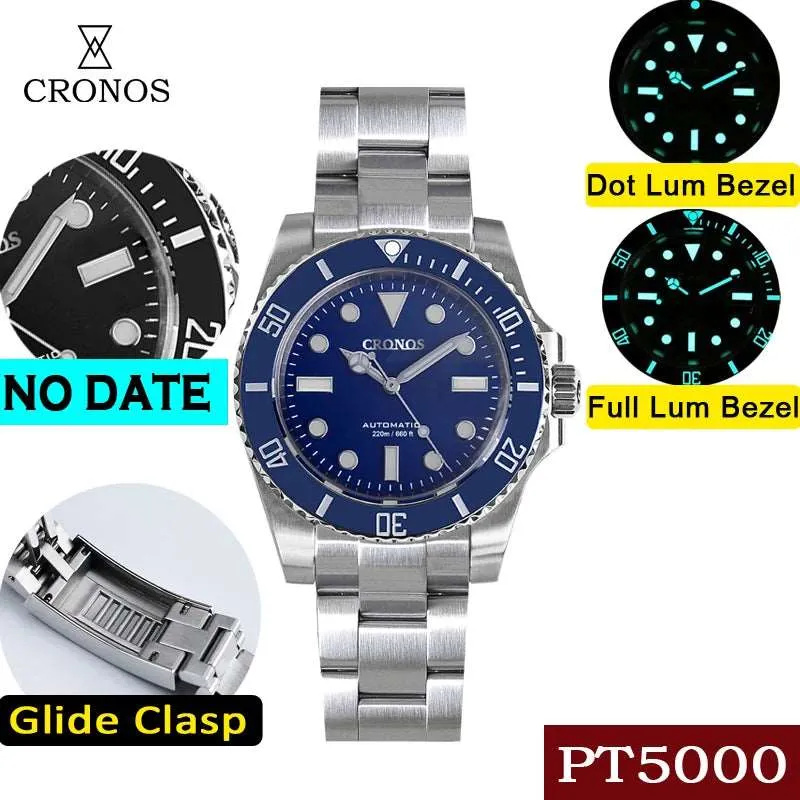 Cronos Submariner No Date Full Lume Luxury Homage Watches