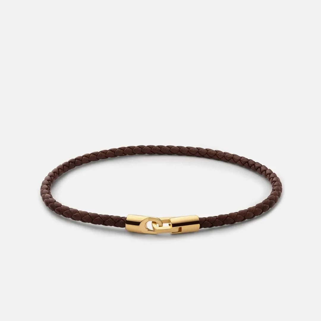 Cruz Leather Bracelet (Gold Vermeil   Brown)