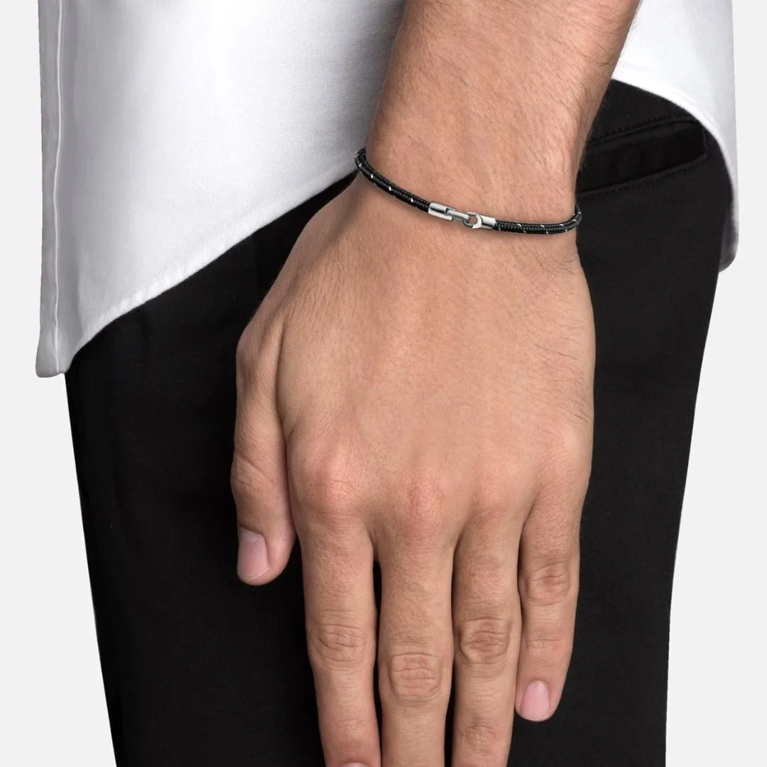 Cruz Rope Bracelet (Sterling Silver   Black Steel)