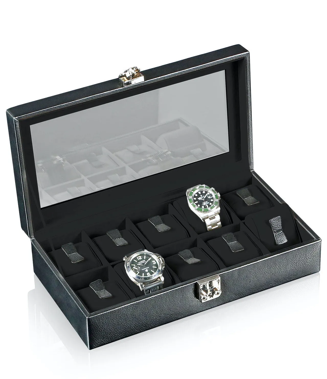 Designhuette Watch Box With Viewing Window Solid 10 Black
