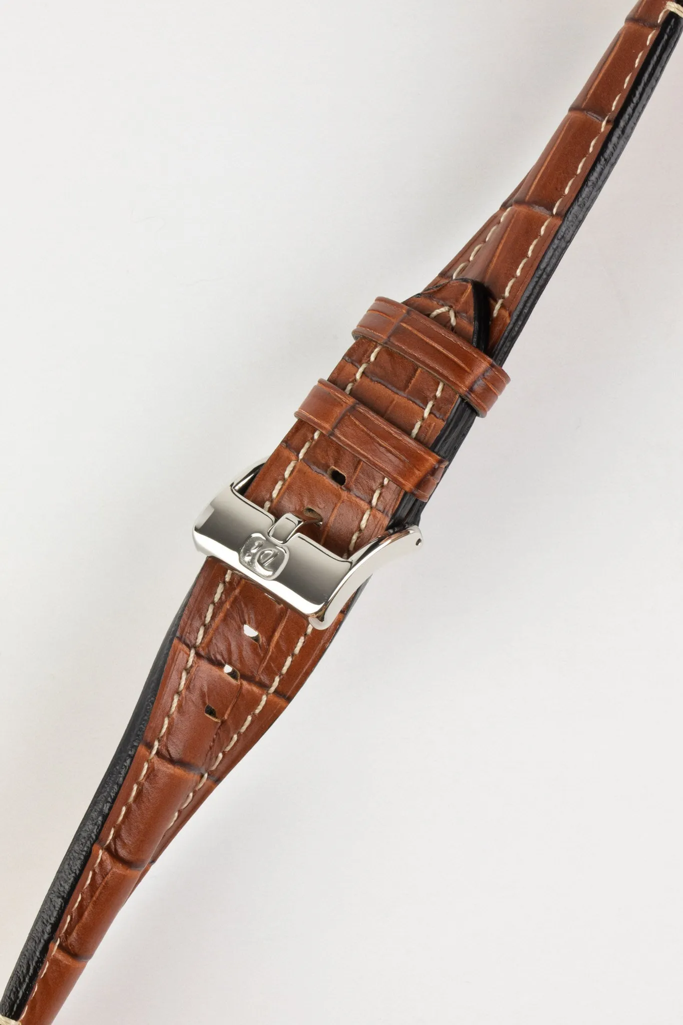 Di-Modell BALI CHRONO Alligator-Embossed Padded Watch Strap in GOLD BROWN
