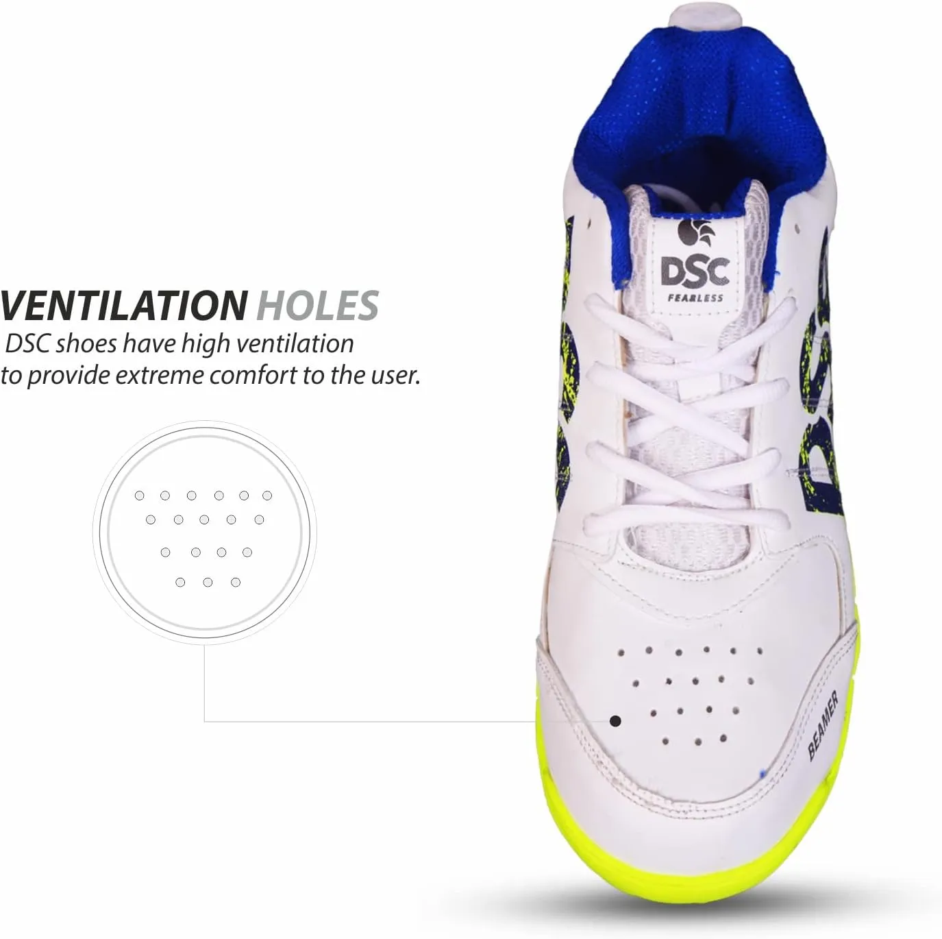 DSC Men's Beamer Cricket ShoesDSC Beamer Cricket Shoes Size 8 UK (Fluro Yellow-White), Beamer-Fluro Yellow-White-8