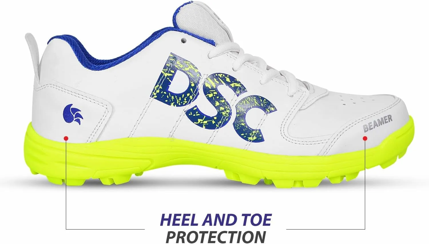 DSC Men's Beamer Cricket ShoesDSC Beamer Cricket Shoes Size 8 UK (Fluro Yellow-White), Beamer-Fluro Yellow-White-8
