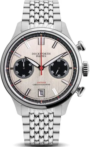 Duckworth Prestex Lostock Silver 40mm Quartz Chronograph Bracelet
