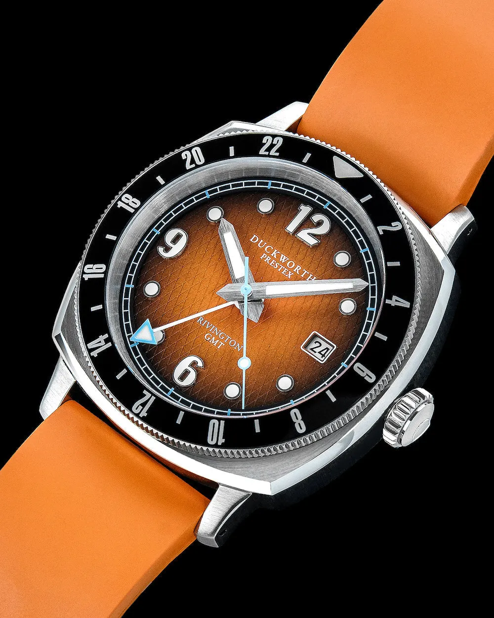Duckworth Prestex Rivington GMT Orange Fume Orange Rubber