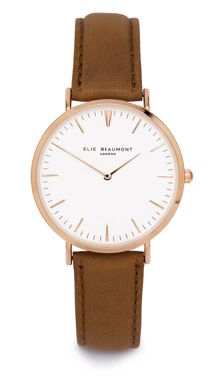 Elie Beaumont Oxford Large Ladies Watch - Mustard Nappa Leather