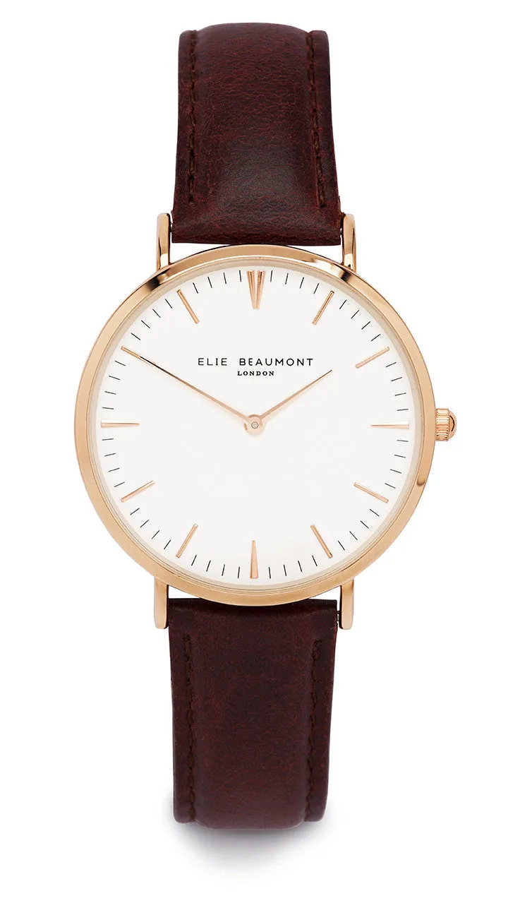Elie Beaumont Oxford Large Ladies Watch - Mustard Nappa Leather