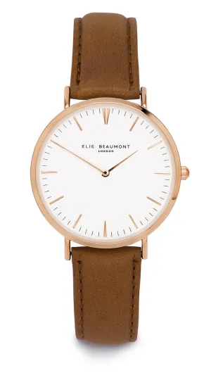 Elie Beaumont Oxford Large Ladies Watch - Mustard Nappa Leather