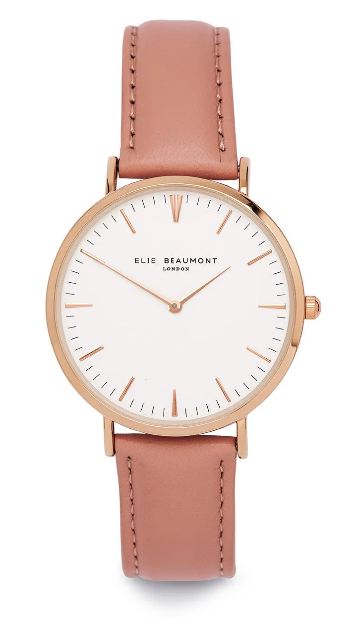 Elie Beaumont Oxford Large Ladies Watch - Mustard Nappa Leather